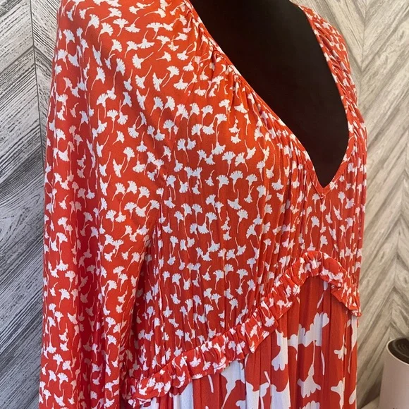 DIANE VON FURSTENBERG Orange and White Floral Dress, NWOT, size XL - Picture 2 of 6